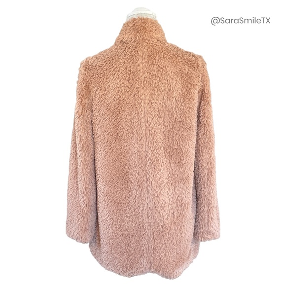 KENNETH COLE NY Blush Pink Teddy Bear Plush Faux Fur Mid-Length Coat - Picture 2 of 15